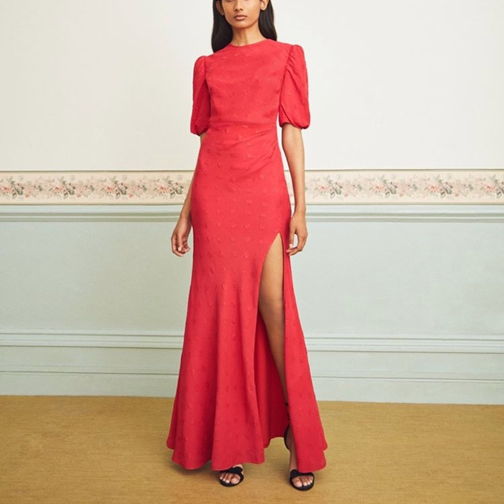 Saloni Puff-Sleeve Silk Annie-B Dress NWT